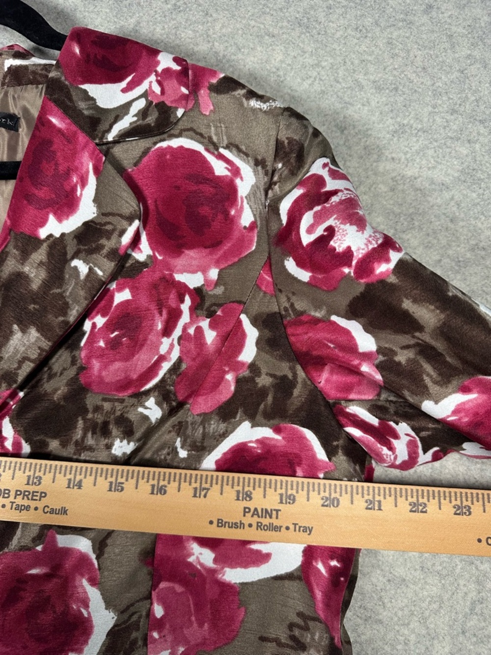 Preston & York Floral Rose Blazer in Pink and Brown 3/4 sleeves - Picture 3 of 9
